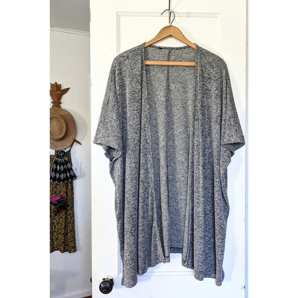 Grey Slouchy Open Front Cardigan